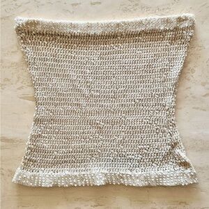 DONNA KARAN Cream Knit Sequin Top